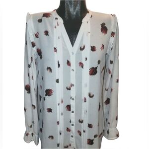 RW&CO White Blouse With Red Floral Print M